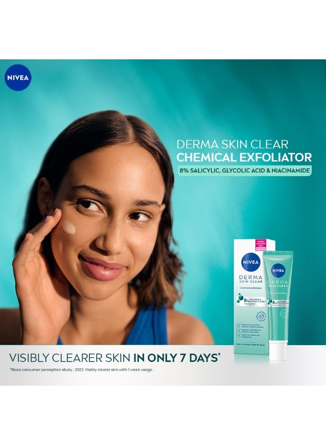 نيفيا مقشر نيڤيا ديرما سكين كلير بتركيبة تحتوي على 8% من حمض الساليسيليك وحمض الجليكوليك والنياسيناميد، لمحاربة الشوائب وعلامات حب الشباب، 40 مل. - Image 4